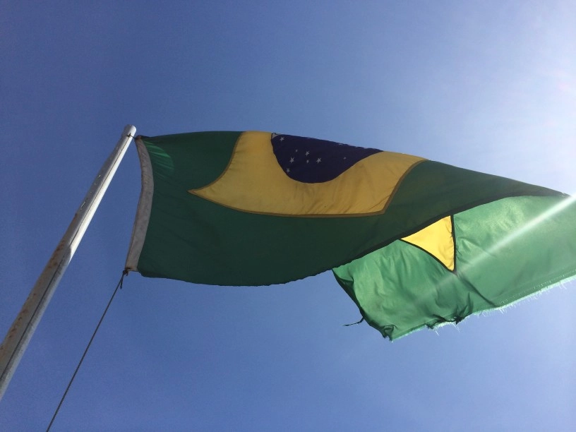 brazil flag waving in the wind