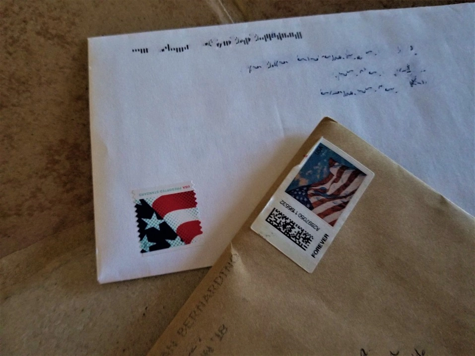 stamps on an envelope