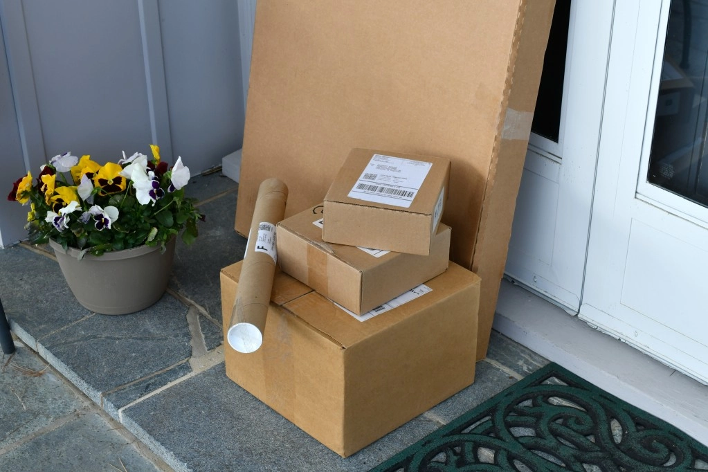 packages in front of a door